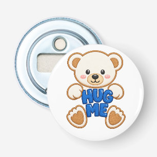 Knuffelige Teddybeer Omhels Mij Borduurwerk Stijl Button Flesopener