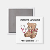 Knuffelige teddybeer stethoscoop kinderarts magneet (Voorkant / Achterkant)