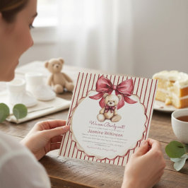 Knuffelige Teddybeer Strik Baby Shower Kaart