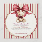 Knuffelige Teddybeer Strik Baby Shower Kaart (Voorkant)