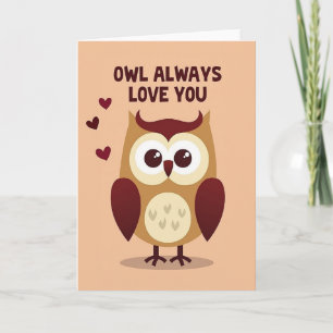 Knuffelige Uil Houdt Altijd Van Jou Kaart