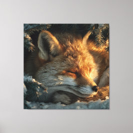 Knuffelige Vos in Sneeuw Canvas Afdruk