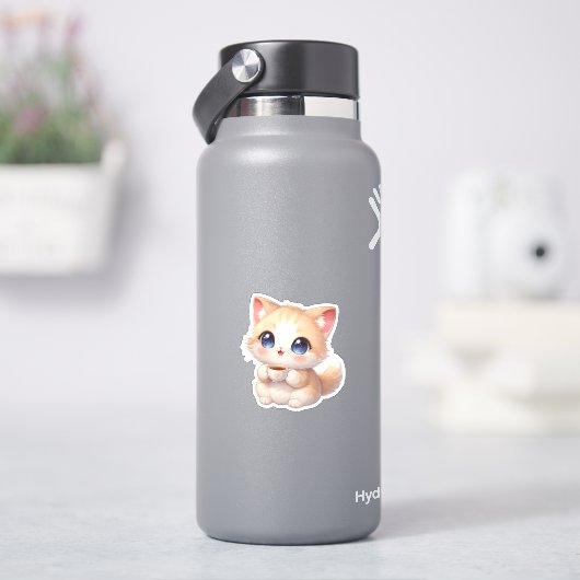 Knuffelige warme kat koffiebeker vinyl sticker (HydroFlask)