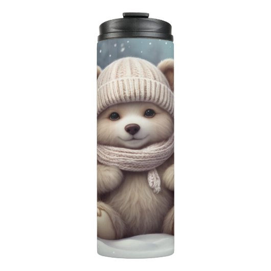Knuffelige Winter Beerbaby Thermosbeker (Voorkant)