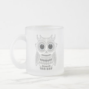 Knuffelige Witte Uil Grote Ogen Bos Aangename Natu Matglas Koffiemok