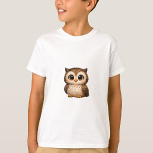 Knuffelige Zachte Uil Grote Ogen Cartoon Digitale T-shirt