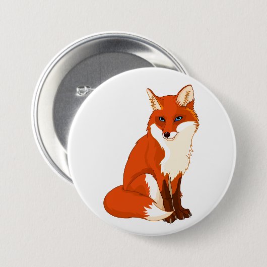 Knuffelige Zittende Vos Knop Ronde Button 7,6 Cm (Voorkant /achterkant)