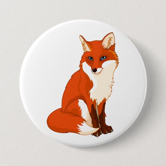 Knuffelige Zittende Vos Knop Ronde Button 7,6 Cm (Voorkant)