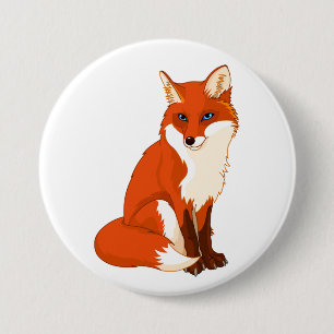 Knuffelige Zittende Vos Knop Ronde Button 7,6 Cm