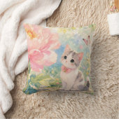Knuffelkat & Bloem Worp Kussen (Deken)