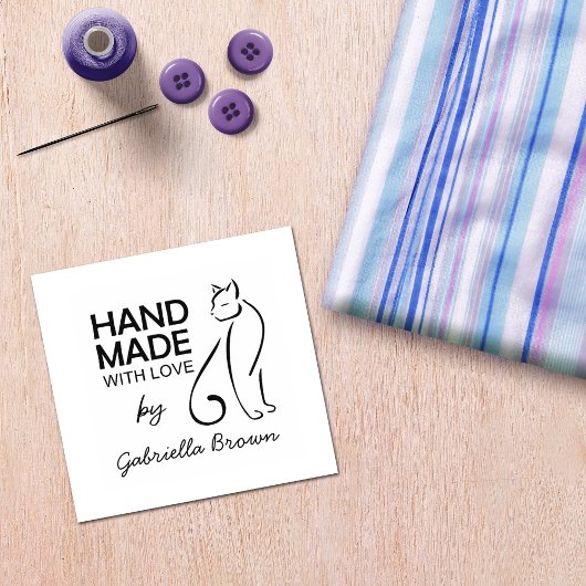 Knuffelkat Handgemaakt Met Liefde Rubberstempel