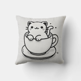 Knuffelkat in Theekop Worpkussen Kussen