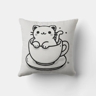Knuffelkat in Theekop Worpkussen Kussen