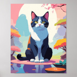 Knuffelkat in vijver poster