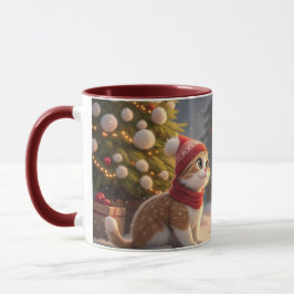 knuffelkat kerst mok