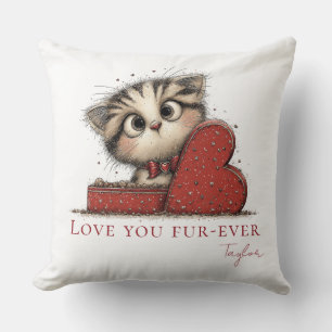 Knuffelkat Kussen 'Love You Fur-Ever'