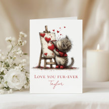 Knuffelkat Valentijnsdag kaart – Ik hou van je voo