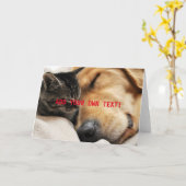 Knuffelkitten en puppy VOEG UW EIGEN TEKST TOE Kaart (Gele Bloem)