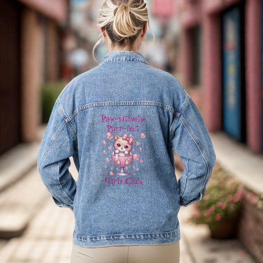 Knuffelkitten in bubbelbeker denim jacket