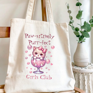 Knuffelkitten in bubbelbeker tote bag
