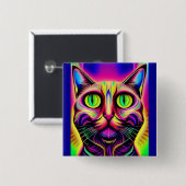 knuffelknop voor nieuwsgierige katten vierkante button 5,1 cm (Voorkant /achterkant)