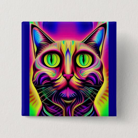 knuffelknop voor nieuwsgierige katten vierkante button 5,1 cm (Voorkant)