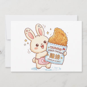 Knuffelkonijn eet Taiwanees gefrituurd kipkotelet Bedankkaart