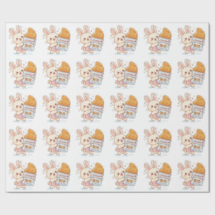 Knuffelkonijn eet Taiwanees gefrituurd kipkotelet Cadeaupapier