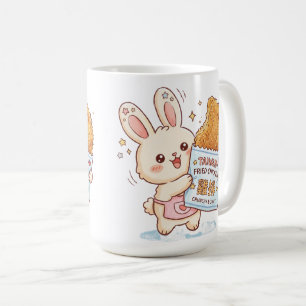 Knuffelkonijn eet Taiwanees gefrituurd kipkotelet Koffiemok
