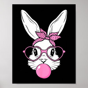 Knuffelkonijn gezicht met sjaal hart zonnebrilC Poster