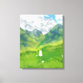 Knuffelkonijn in Mountain View Canvas Afdruk (Voorkant)