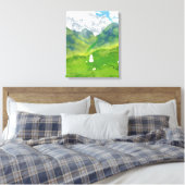 Knuffelkonijn in Mountain View Canvas Afdruk (Insitu (Slaapkamer))