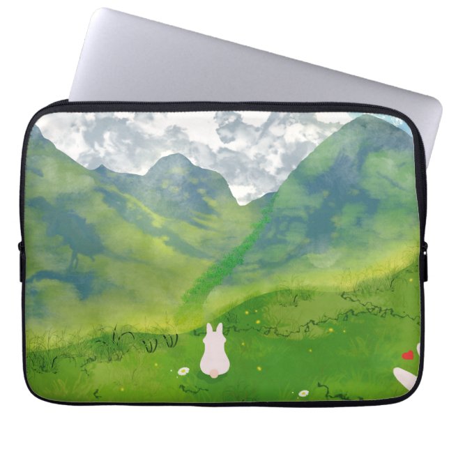 Knuffelkonijn in Mountain View Laptop Sleeve (Voorkant)
