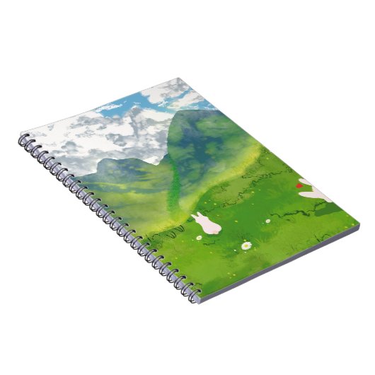 Knuffelkonijn in Mountain View Spiraal Notebook Notitieboek (Rechterzijde)