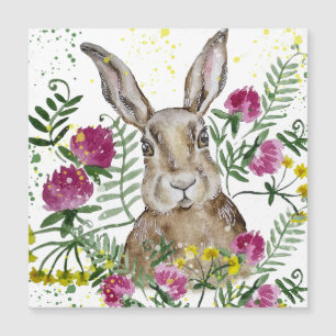 Knuffelkonijn in waterverf bloemen