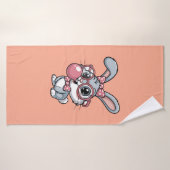 Knuffelkonijn met bril die bubbelgom blaast badhanddoek (Badhanddoek)