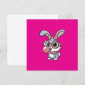 Knuffelkonijn met bril die bubbelgom blaast kaart (Voorkant / Achterkant)