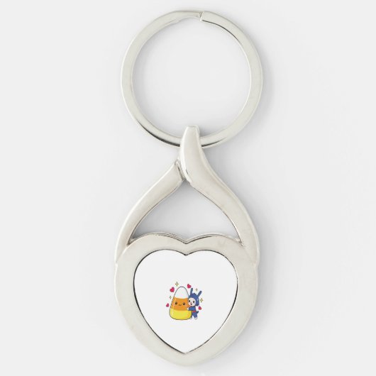 Knuffelkonijn met Candy Corn Sleutelhanger (Voorkant)