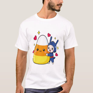 Knuffelkonijn met candy corn t-shirt