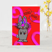 Knuffelkonijn met knuffel- en kusballonnen kaart (Gele Bloem)