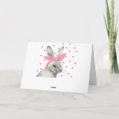 Knuffelkonijn met roze strik kaart (Achterkant)