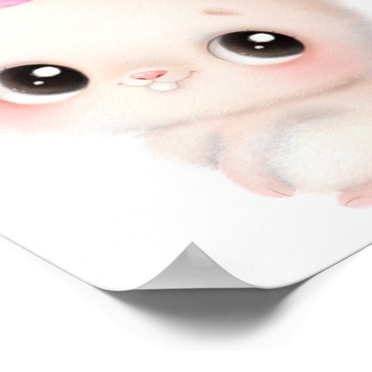 Knuffelkonijn met Roze Strik Muurkunst Poster (Hoek)