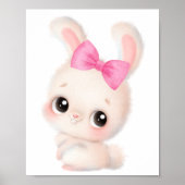 Knuffelkonijn met Roze Strik Muurkunst Poster (Voorkant)
