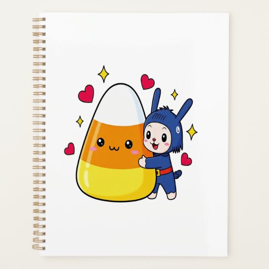 Knuffelkonijn met snoepmais planner (Voorkant)