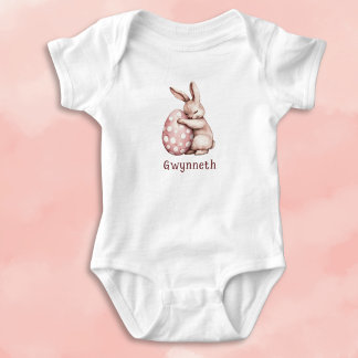 Knuffelkonijn met Stippen Ei Monogram Romper