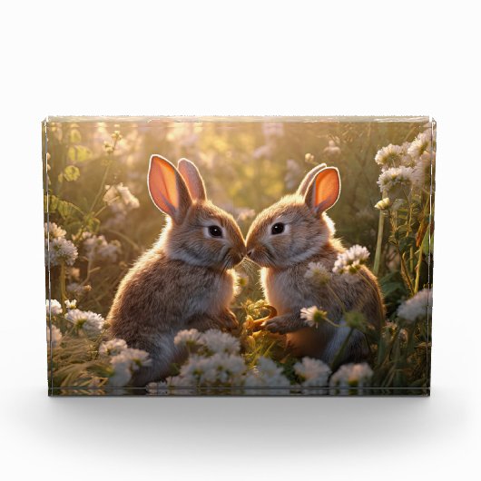 Knuffelkonijnen in Lenteweide Ontwerp Fotoblokken (Voorkant)
