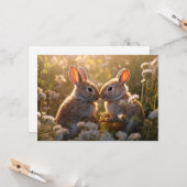 Knuffelkonijnen in Lenteweide Ontwerp Kaart (Voorkant / Achterkant in situ)