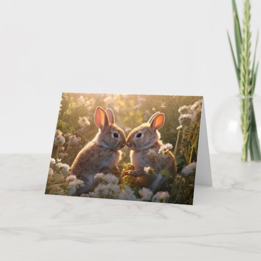 Knuffelkonijnen in Lenteweide Ontwerp Kaart (Voorkant)