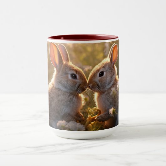 Knuffelkonijnen in Lenteweide Ontwerp Mok (Midden)