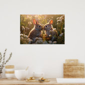 Knuffelkonijnen in Lenteweide Ontwerp Poster (Keuken)